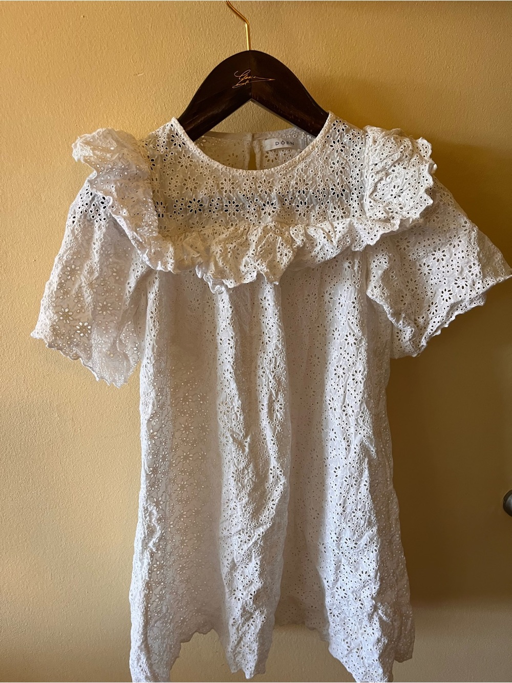Doen Ruffle White Mini Dress